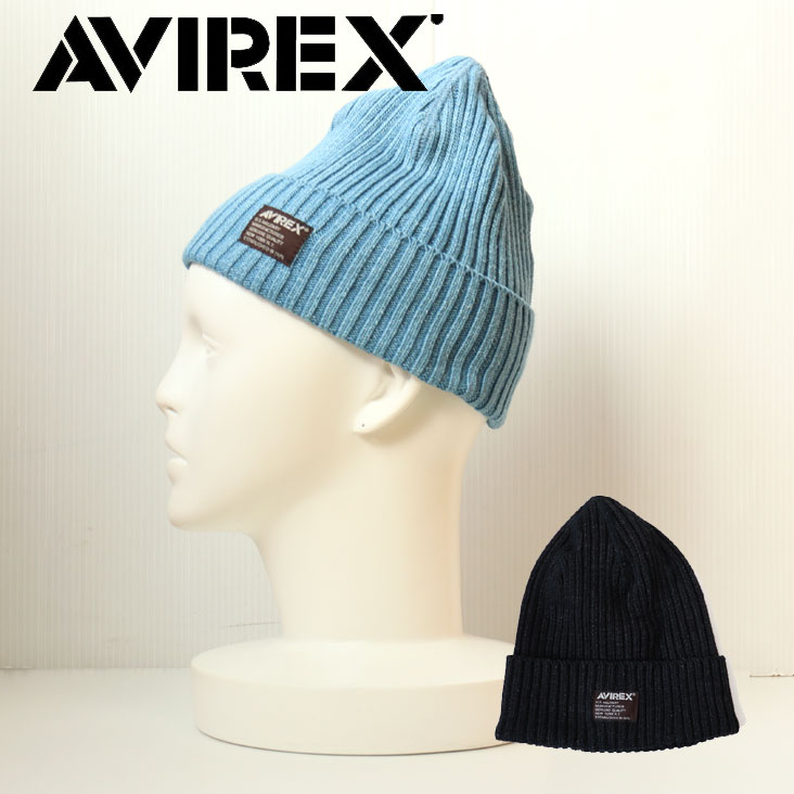 アヴィレックス ニット帽 メンズ AVIREX アヴィレックス ニットキャップ INDIGO DYEING ニットキャップ ロゴ タグ ニット帽 帽子 ヘッドウェア 小物 洗える メンズ レディース 男女兼用 ミリタリー シンプル 秋 冬 プレゼント コットン100% アビレックス 日本製 made in Japan オールシーズン