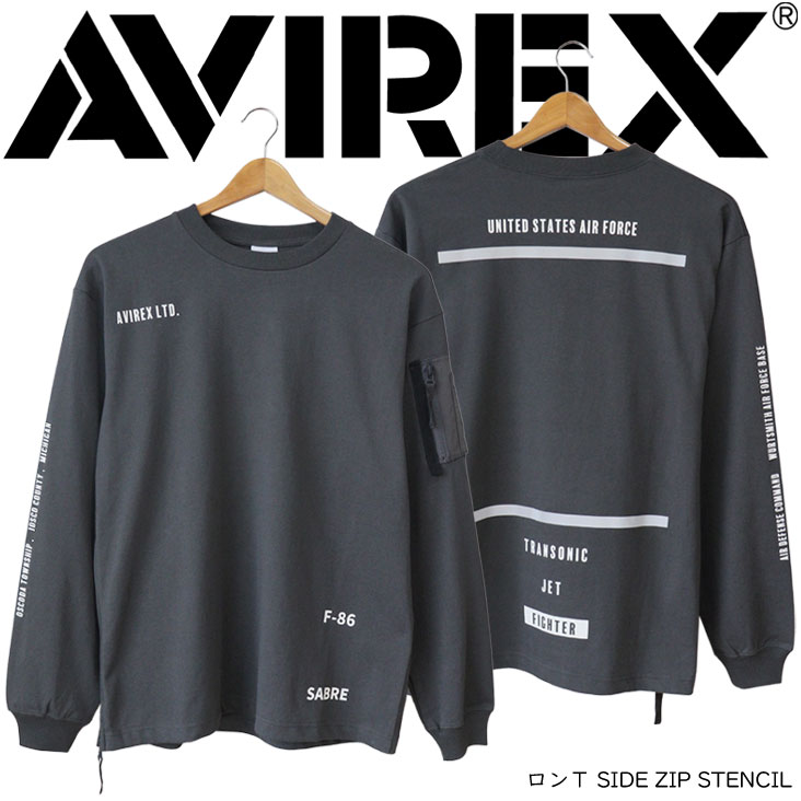 AVIREX アヴィレックス ロンT SIDE ZIP STENCIL HAT IN THE RIN