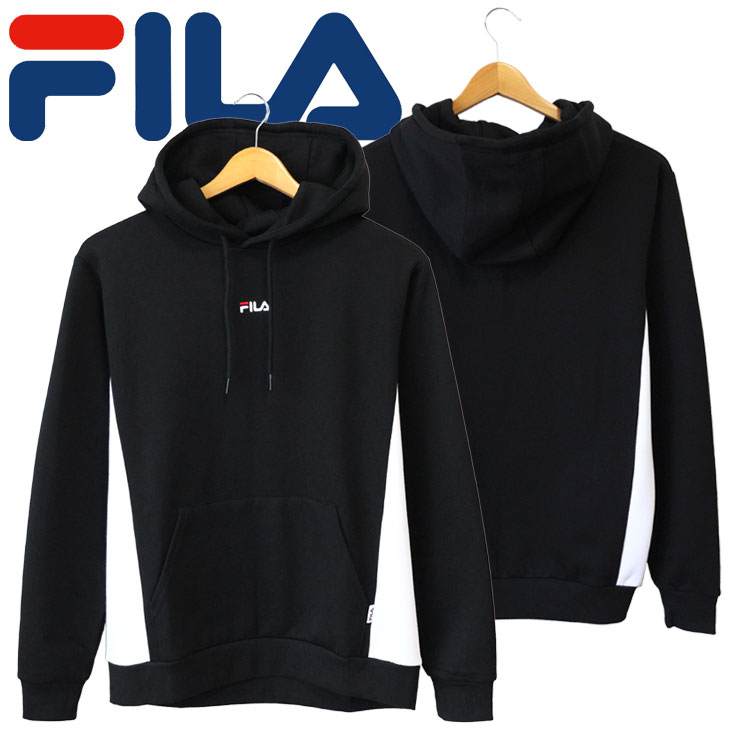 FILA フィラ プルパーカー 裏起毛 ロゴ 刺繍 切替 長袖 薄手 春 秋 冬 シンプル カジュア