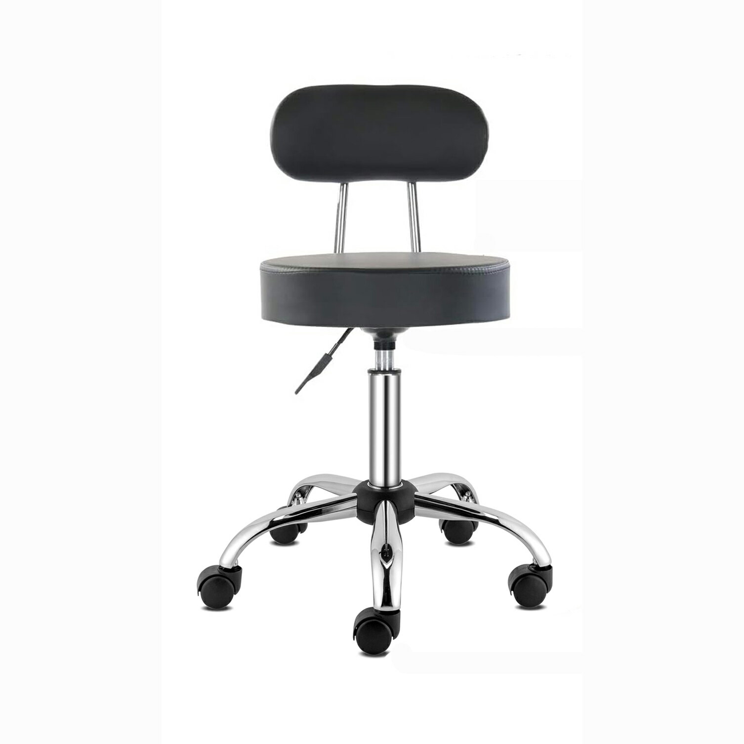 Stand Chairs - 丸椅子 キャスター付き 背もたれ 昇降式 スツール 360度回転 高さ調節可能 厚手クッション PUレザー 防水 診察椅子 美容院 エステ サロン ワーク チェア 作業椅子