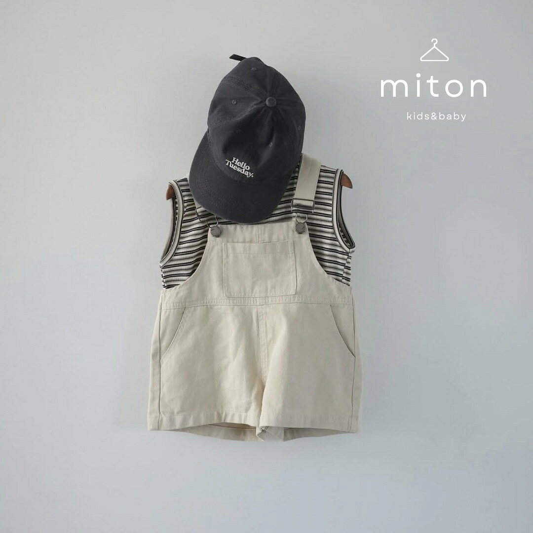 【miton original】【レビュー特典あり】miton kids (ミトンキッズ) cotton short ホワイト サロペット キッズ デニム子供服 コットンサロペット パンツ 子供服 男の子 女の子 おしゃれ シンプル mitonkids-10000117 miton kids 楽天市場店 サンプル画像3