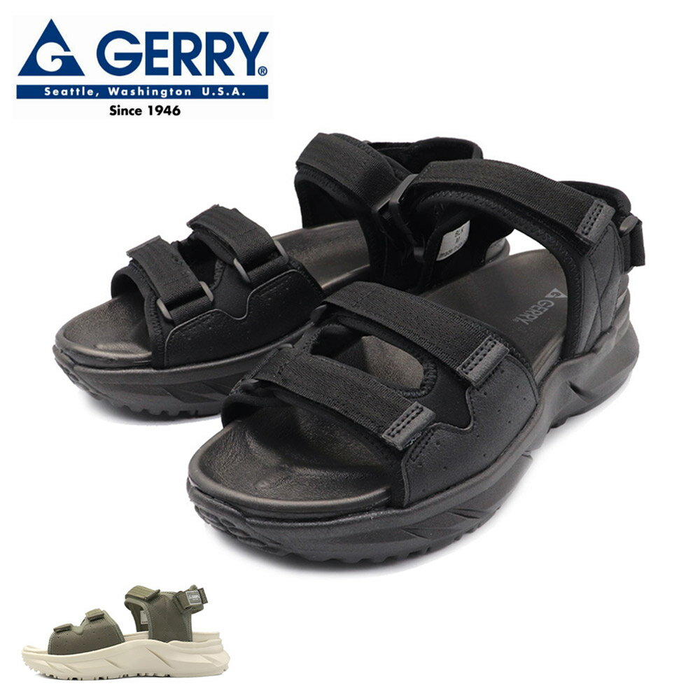 乐天商城 - GERRY メンズ サンダル スポーツサンダル 厚底 ベルクロ アウトドア キャンプ ジェリー GR-6580 紳士 靴