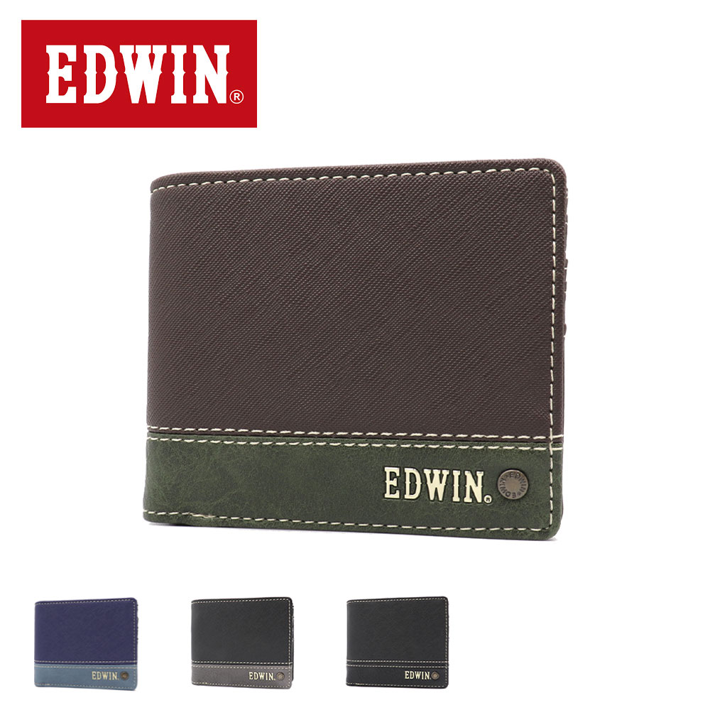 EDWIN 財布 二つ折り財布 小銭入れ付き 薄型 スリム エドウィン 22269257 【メール便対応商品】