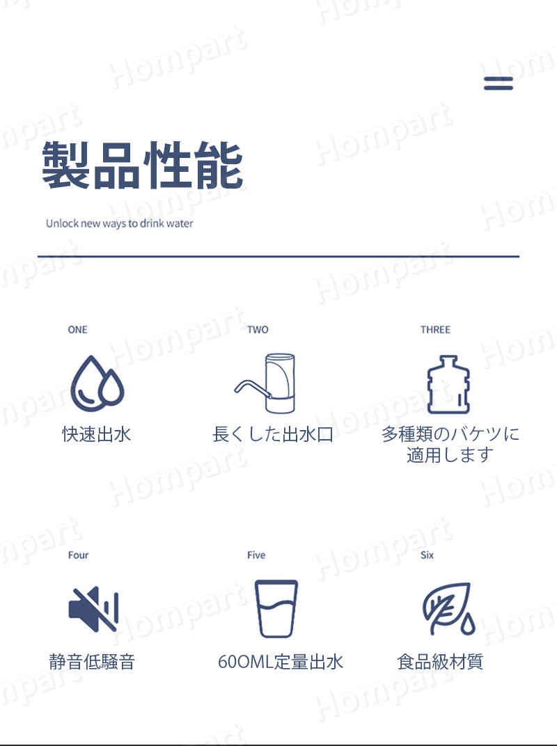 エレリック 飲料 水 ポンプユニバーサルガロン...の紹介画像3