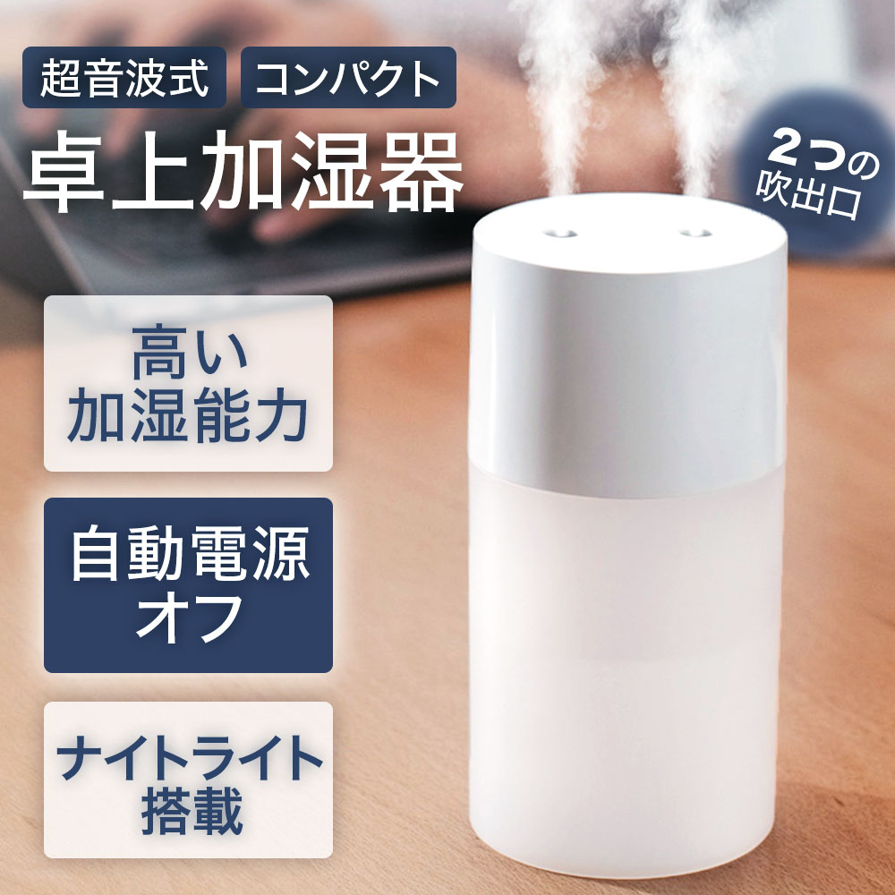 ミニ卓上加湿器 在庫処分★2180円→1580円Get！ 超音波 卓上加湿器 ミニ加湿器 2吹出口 軽量 静音 USB給電式 透明タンク 270ml 乾燥対策 持ち運び 自宅 オフィス 車載 xr-k138