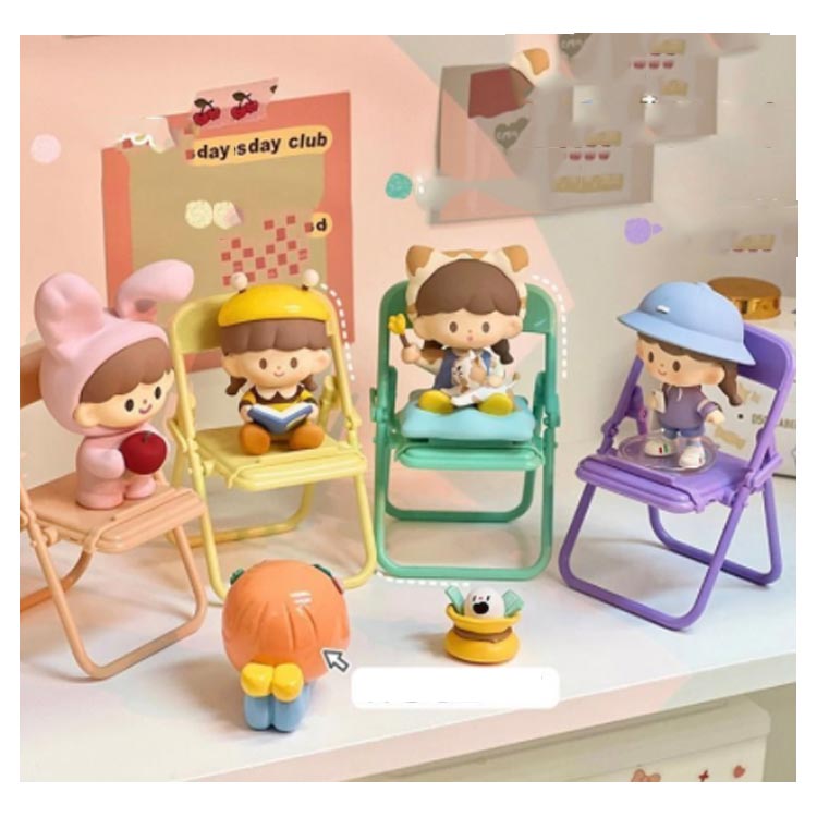 スマホスタンド ミニチュアサイズ パイプ椅子型 かわいい 折りたたみ タブレット対応 パステルカラー 軽量 フィギュア展示台にも使える