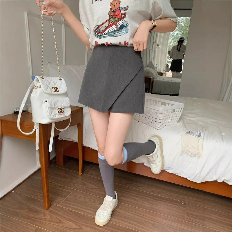 Rakuten - パンツ レディース ハイウエスト ワイドパンツ キュロット デザインパンツ 巻きスカート風 ローマコットン 高弾性 薄手 通勤 オフィス きれいめ カジュアル 春 秋 黒 グレー ベージュ ピンク ホワイト Runea Code