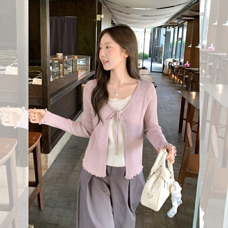 Three-Quarter Knit - ニット レディース セーター 長袖 タートルネック フェイクツー レース フリル袖 きれいめ 秋冬 トップス インナー デート オフィスカジュアル プルオーバー 肌なじみ良い 着回し Runea Code