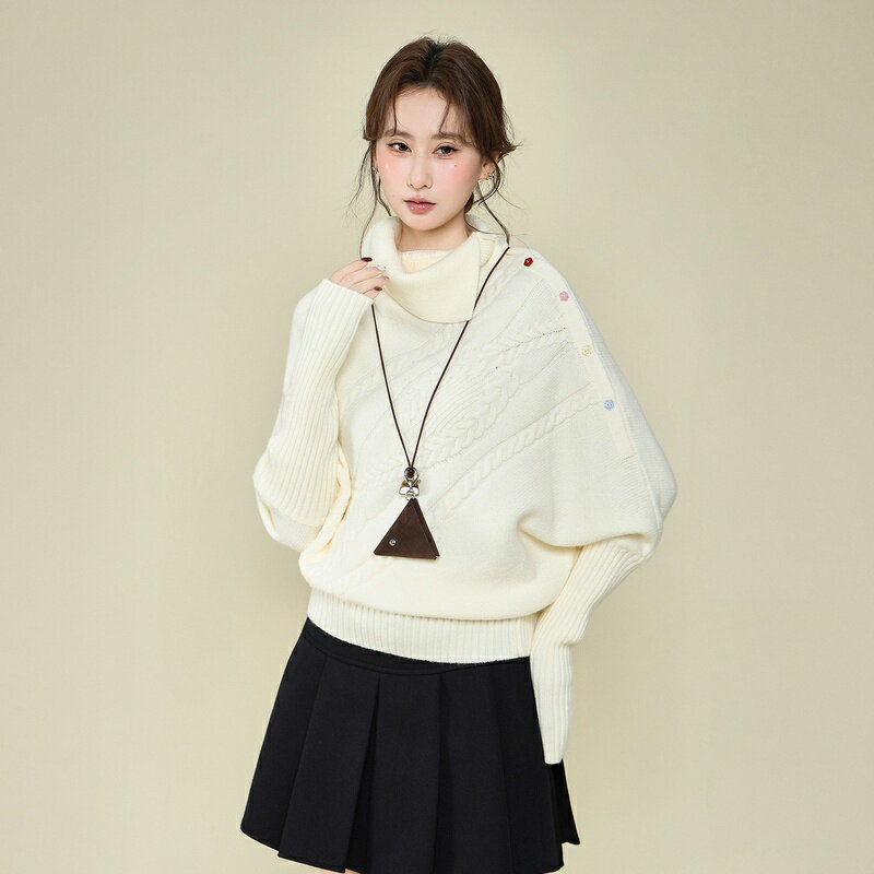 Rakuten - ニット セーター レディース ハイネック ロング ポンチョ 韓国風 非対称 デザイン オーバーサイズ ゆったり チュニック タートルネック きれいめ 冬 秋冬 トップス 大きめ ワンサイズ フリーサイズ 肌触り 柔らかい Runea Code