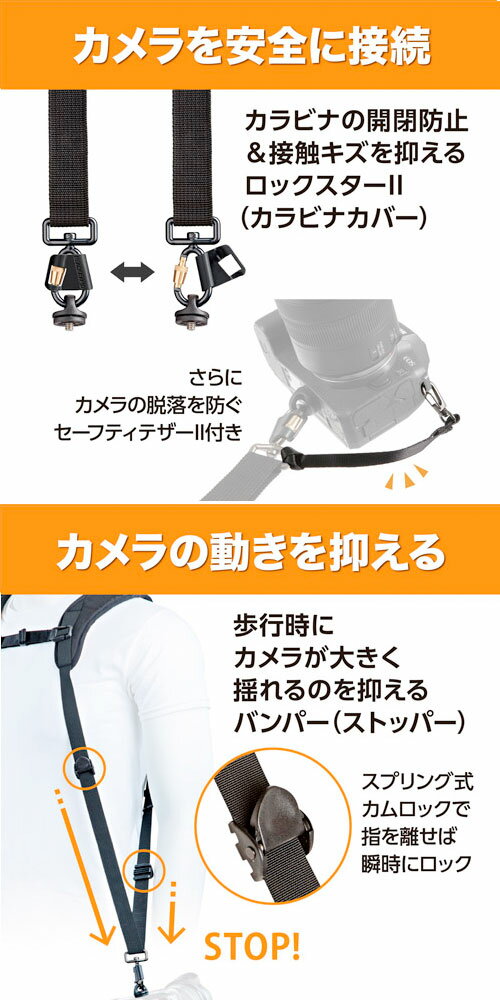 BlackRapid ���֥�X�������ȥ饳��ե����� �����2���ѥ���饹�ȥ�åס��֥�å���ԥå� Double X Extra Comfort camera Strap JAN:0810125022395