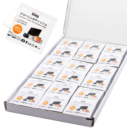 King レンズクリーニング KCTFSL-108【メール便で送料無料-3】 ノンアルコール＆ウェットタイプの個装ティッシュ108枚入り LENSCLEANING TISSUE[02P05Nov16]