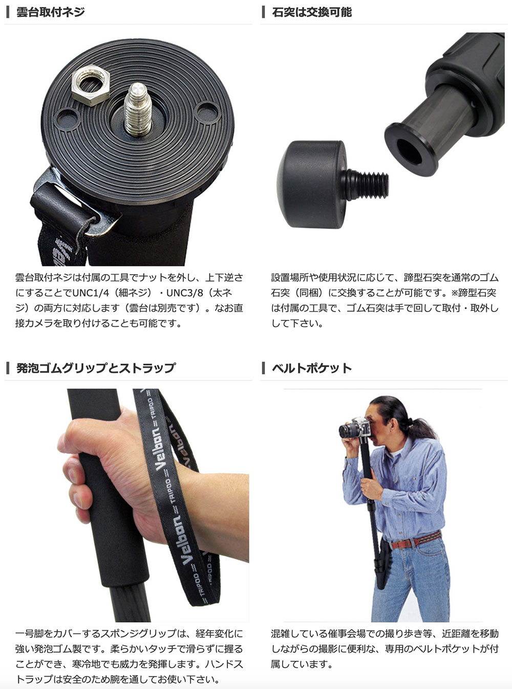 Velbon Geo Pod N75 PRO カーボン5段一脚【耐加重5.5kgカーボン一脚】[02P05Nov16]