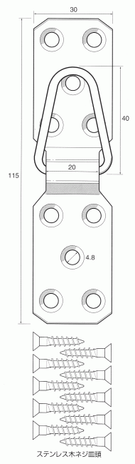 樂天商城 - ステンレス平ヒートン 100号用No.6022　送料無料！（メール便にて）