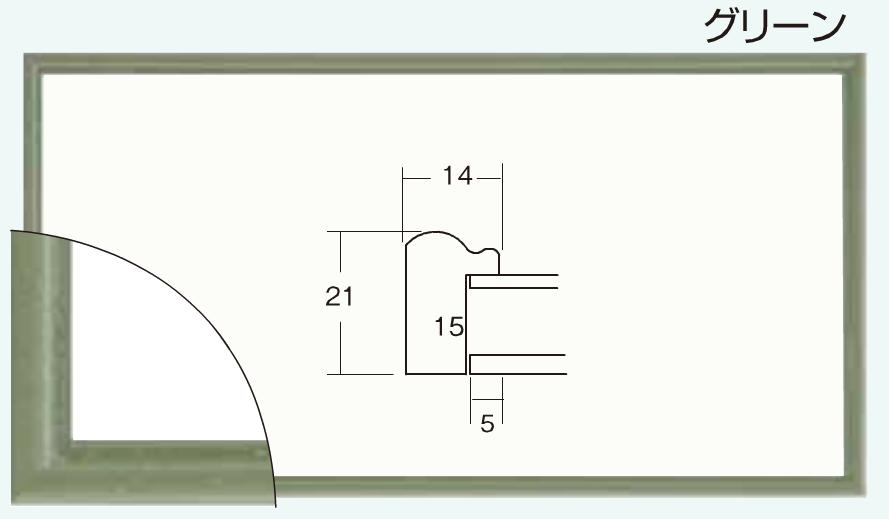 横長額縁. フレーム.額.デッサン額縁　6701　グリーン色（サイズ350mmX200mm)