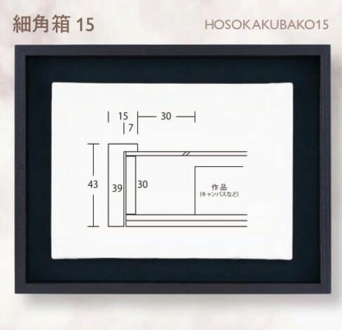 額縁、天然木材アッシュ、細角箱　サイズF6 色　黒