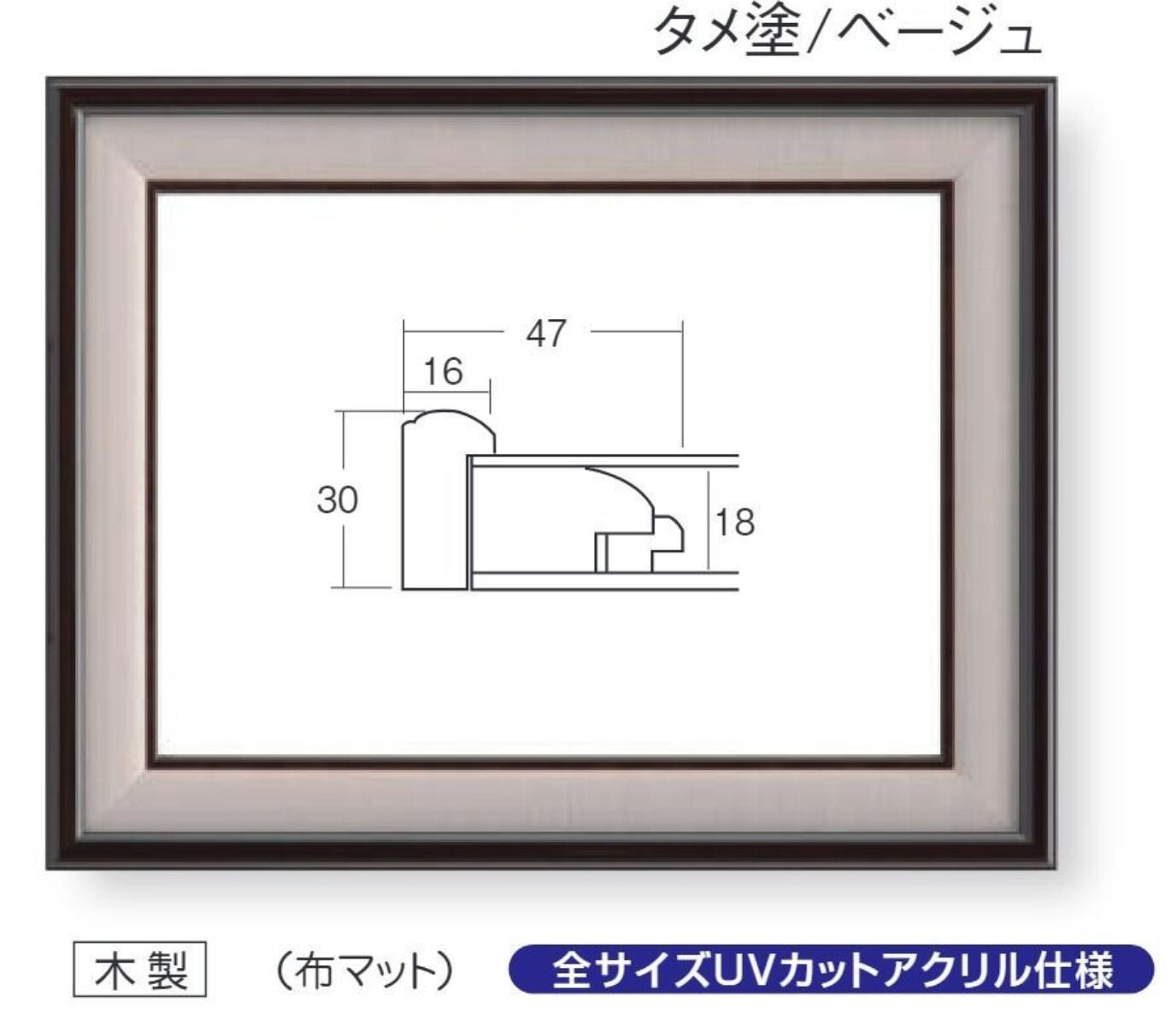 フレーム.額.　4822　色紙額縁 サイズF6 　タメ塗り/ベージュ
