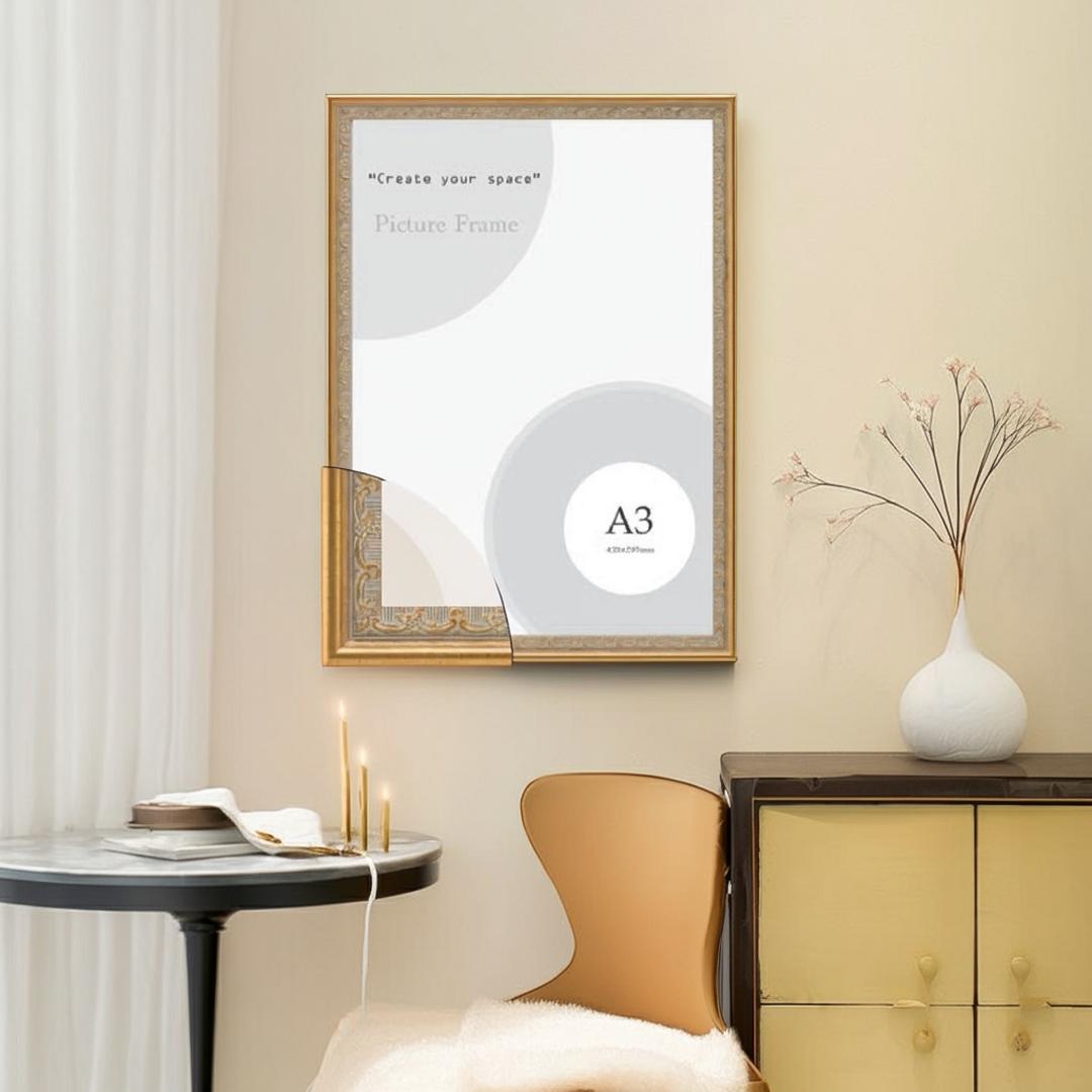 色ゴールド ,サイズA3(420mmX297mm , アクリル、 箱付き、 メーカー　大額株式会社