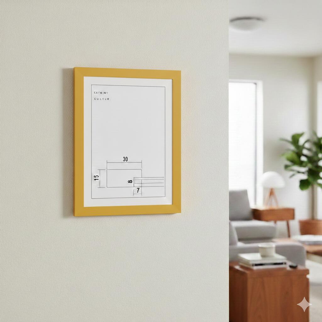 額ポスターフレーム.OAフレーム額縁.木製（MDF）.サイズ B3 イエロー色