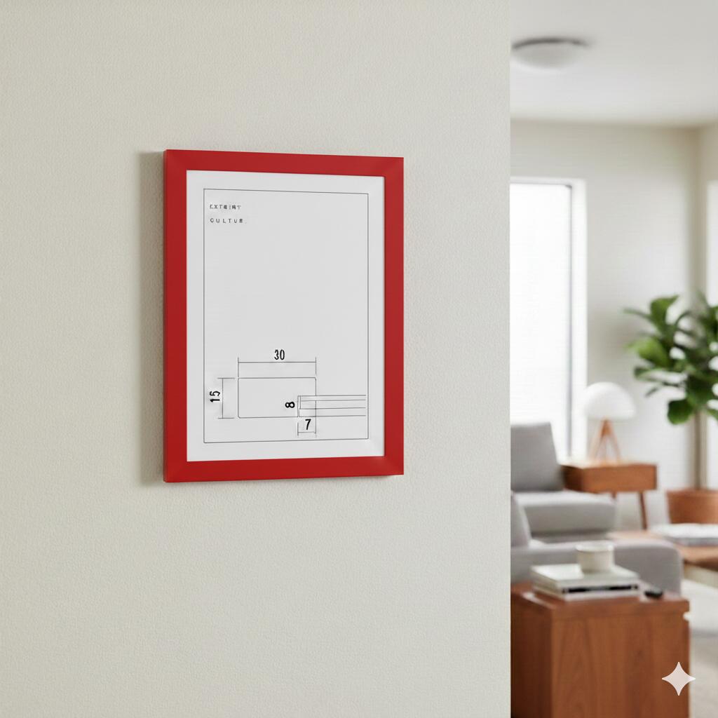 額ポスターフレーム.OAフレーム額縁.木製（MDF）.サイズ B3 レッド色