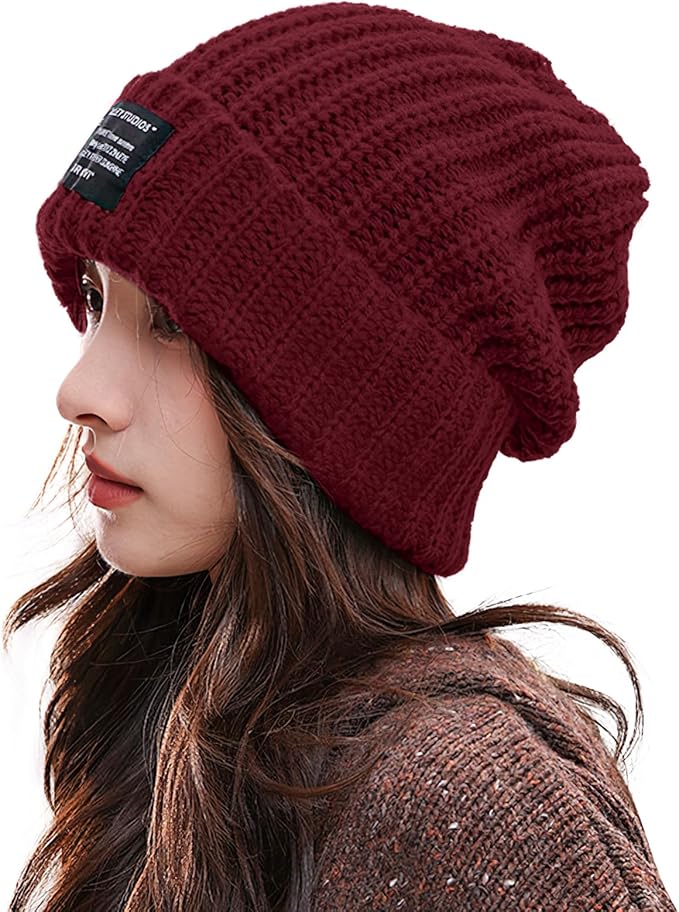 楽天市場】ニット帽 レディース（カラーワインレッド）の通販