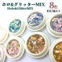 ホログラム グリッター MIX 【8色 1個入】ホログラムミックス 大容量 安い ラメ らめ ネイリスト レジン素材 シャカシャカ封入素材 グリッターミックス ハンドメイド素材 レジン封入 ネイル用品 ホログラム ラメミックス ハンドメイド 微粒子パウダー