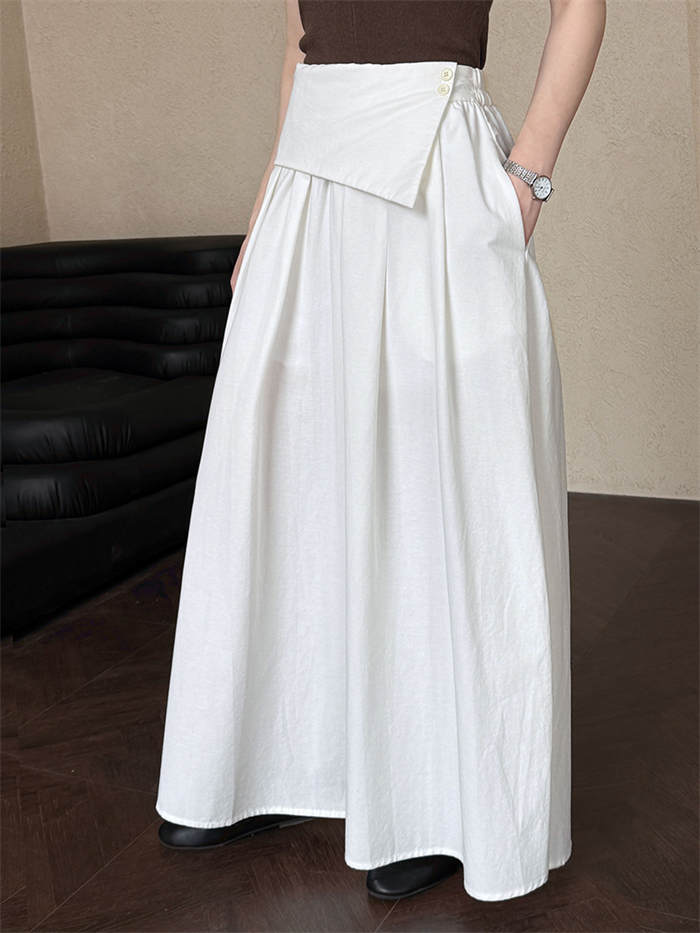 スカート ロングスカート Aラインスカート レディース ボトムス 春 夏 秋 マキシスカート 無地 アシンメトリー ふんわり おしゃれ ゆったり カジュアル ナチュラル 着痩せ コットン リラックス シンプル フレアスカート ウエストゴム 体型カバー リゾート 海 旅行