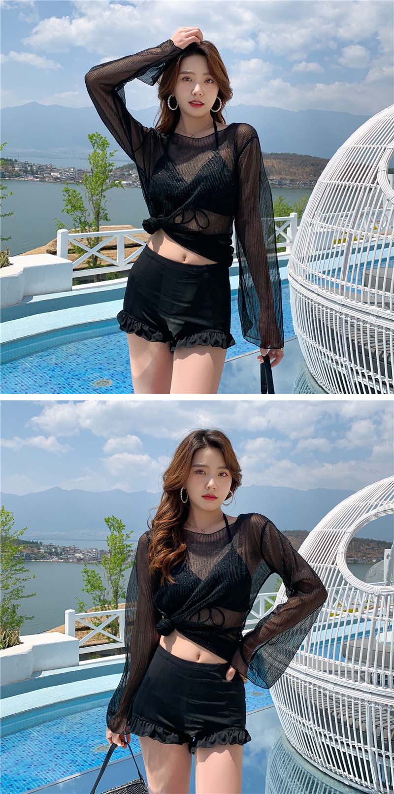 水着 レディース 体型カバー セパレート 女性 女性用 オトナ女子 レース 無地 ビキニ スカート スカート セクシー パッド付き 大 小胸 バストワンピース オトナ女子 お腹 お尻 太もも カバーアップ 露出控えめ 女子 高校生 大人 M L XL