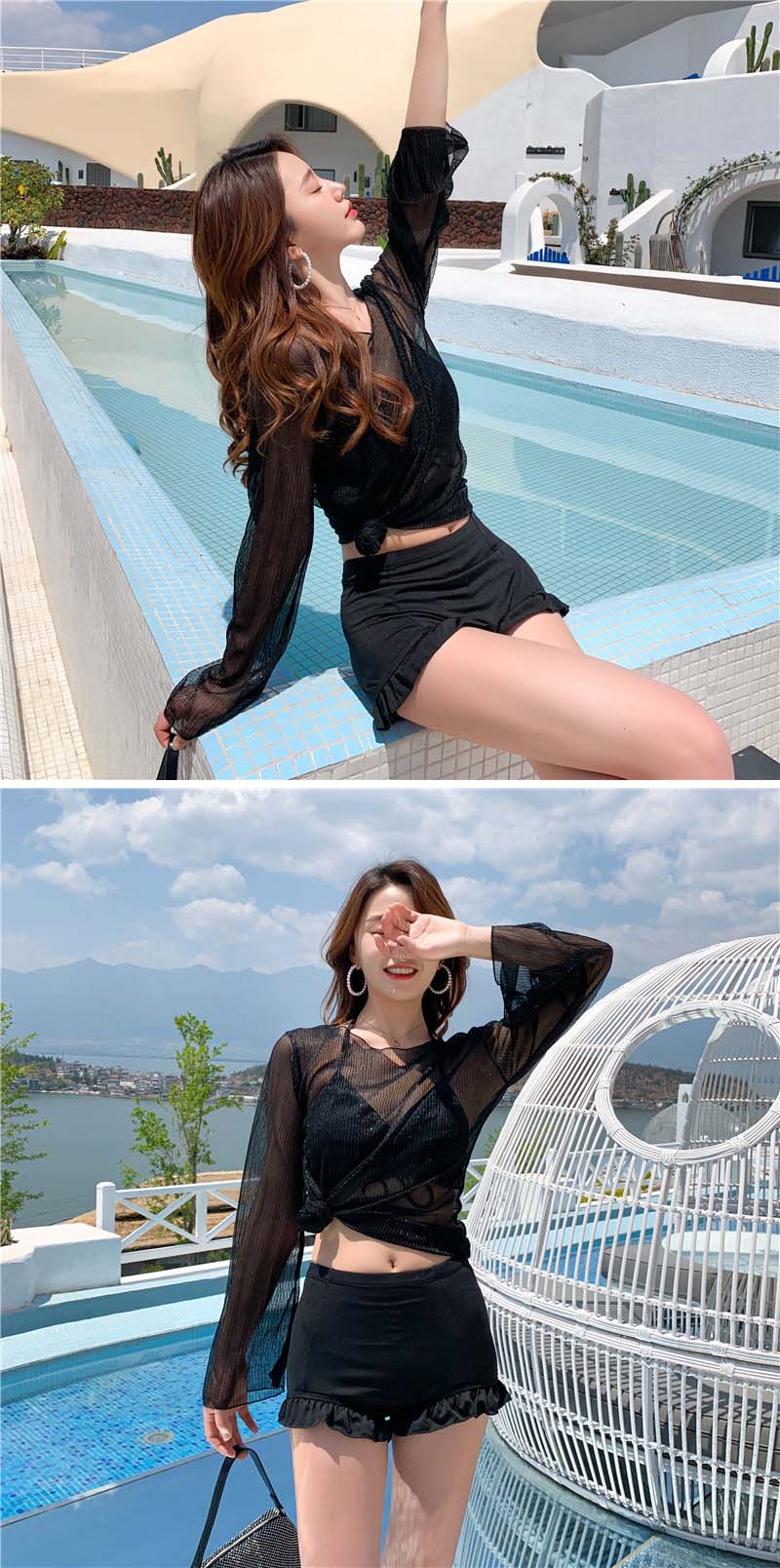 水着 レディース 体型カバー セパレート 女性 女性用 オトナ女子 レース 無地 ビキニ スカート スカート セクシー パッド付き 大 小胸 バストワンピース オトナ女子 お腹 お尻 太もも カバーアップ 露出控えめ 女子 高校生 大人 M L XL