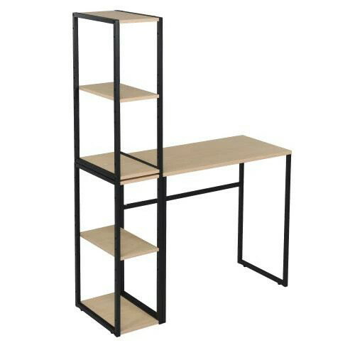 【1台】パソコンデスク 収納ラック付きデスク 3段シェルフ付 パソコンデスク 収納付 座デスク 机 おし..