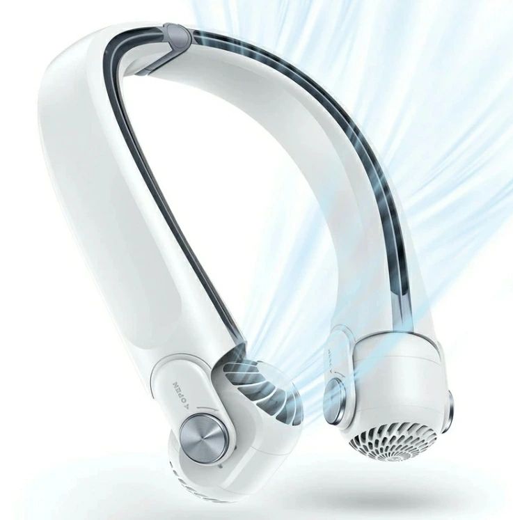 2024 首掛け扇風機 ネックファン ミニ扇風機 卓上扇風機 首幅/風向自由調節 1台2役 羽根なし 静音 充電..