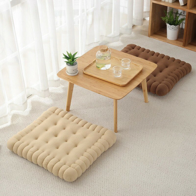 座布団 おしゃれ 四角形 ビスケット クッション チェアパッド チェアマット フロアクッション 綿入り座布団 抱き枕 畳 和室 リビング 寝室 椅子 在宅勤務 洗える 四角形 40*45cm