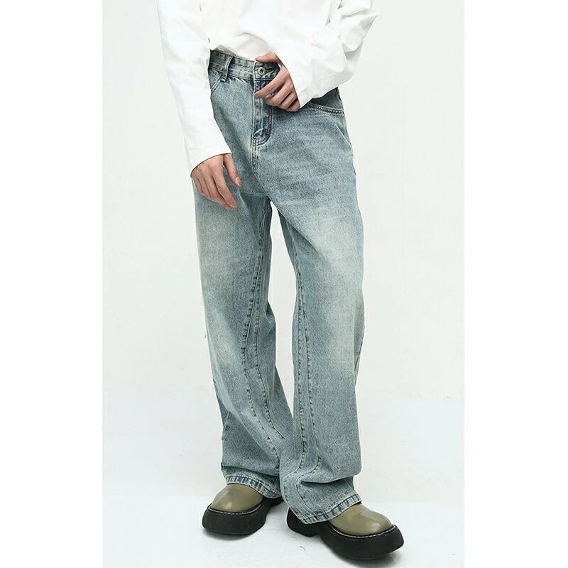 S~XL ジーパン かっこいい バギーデニムパンツ ロング丈 ズボン ストレート イージー ルーズ ゆったり ジーンズ ワイドパンツ メンズ パンツ