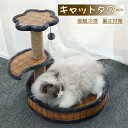 キャットタワー 省スペース 据え置き型 猫用爪とぎポール ペットベッド 猫タワー ネコポール 麻縄 運動不足 接触冷感 暑さ対策 つめとぎ 天然麻紐 耐久 組立...