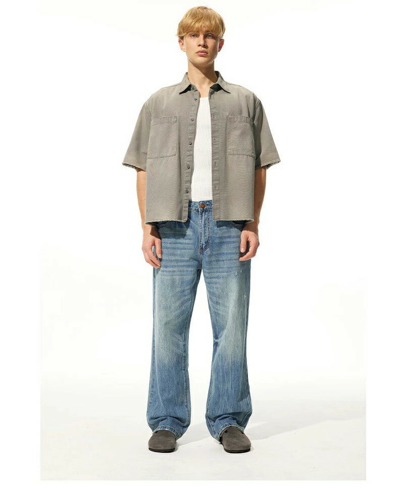 【送料無料】デニムパンツ メンズ ストレート 春夏 ジーンズ イージーパンツ カジュアル 大きいサイズ ヴィンテージ 無地 ズボン 通勤 通学 ロングパンツ リラックス 洗える ビンテージ スタイリッシュ Gパン 長ズボン 体型カバー 彼氏 誕生日 プレゼント メンズファッション