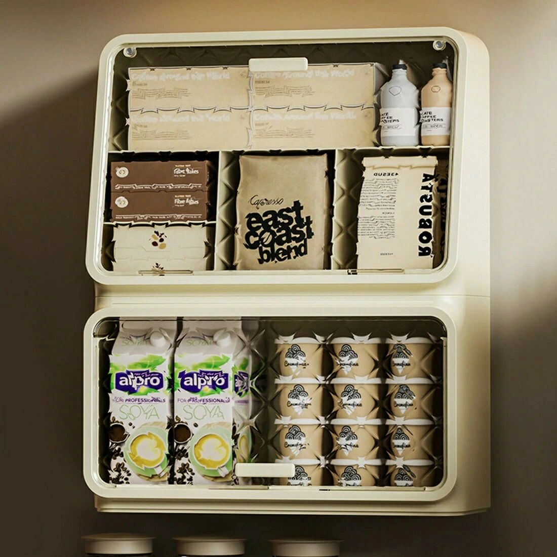 卓上式&壁掛け式 卓上食器棚 ミニ食器棚 ミニお茶碗収納ボックス ミニカップボード カップラック カップ収納