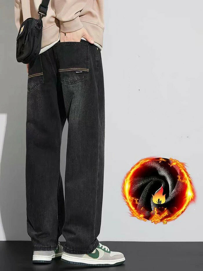 裏ボア デニムパンツ メンズ 裏起毛 ジーンズ ジーパン 裏起毛デニムパンツ 暖かい あったかパンツ ワイドデニム 防寒 暖かい イージーパンツ 防寒 大人 冬 冬服 パンツ 大きいサイズ メンズファッション バギーパンツ カジュアル 裏ボア 冬