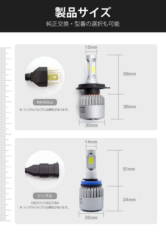 【緊急企画！本日20〜24時限定★P5倍】LEDヘッドライト H4 hi/lo H8 H11 HB3 HB4 8000LM 防水 一体型 バラスト不要 （LED-S2）最強 ルーメン フォグランプ【送料無料】【コンビニ受取対応商品】