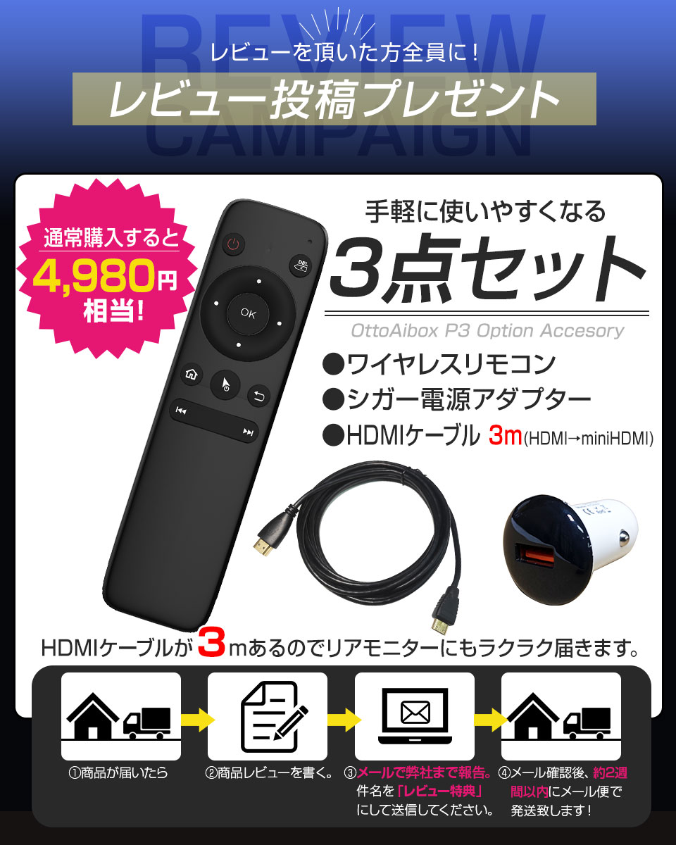 【正規代理店】【レビューでリモコン等プレゼント！】オットキャスト ottocast Otto Aibox P3 カープレイ アンドロイドオート carplay AndroidAuto ai box Android 12.0 nanoSIM対応 GPS HDMIポート搭載 カーナビ picasou3 PCS46 2