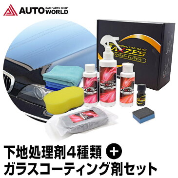洗車セット ガラスコーティング フルセット AXZES (CWS02) 日本製 下地処理剤 鉄粉除去剤 硬化型ガラスコーティング剤 スポンジ クロス 汚れ防止 長期 効果持続 撥水性【送料無料】【コンビニ受取対応商品】