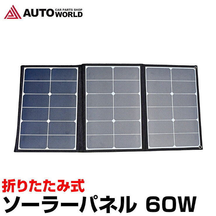 ソーラーパネル 60W 折り畳み ソーラーチャージャー 充電 2USB出力ポート DC出力 防災グッズ 停電対策 停電グッズ iPhone Android スマホ 車中泊 アウトドア キャンプ (EC-0015)のサムネイル