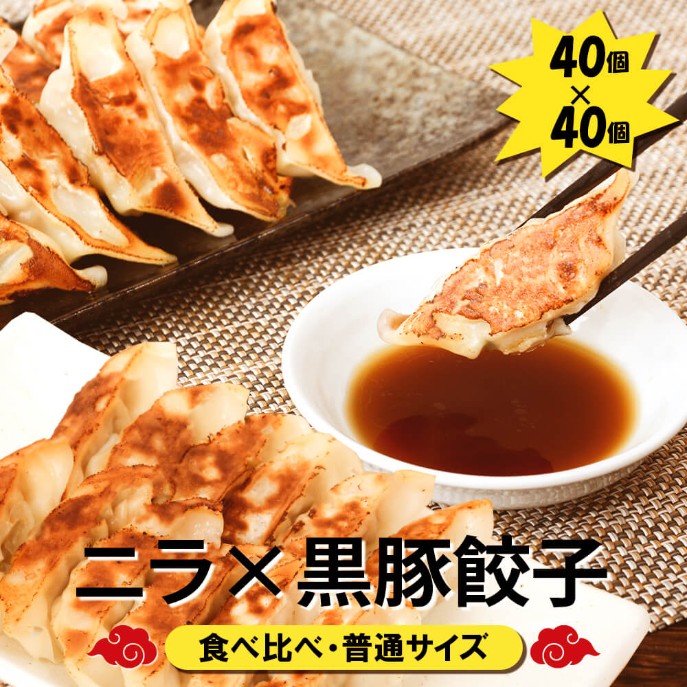 【九州工場から直送】 食べ比べ 80個セット 黒豚餃子 40個 ・ニラ入り餃子 40個 小分け 黒豚 冷凍庫 餃子 ぎょうざ ギョウザ 生餃子 大容量 国産 キャベツ しそ ニラ 弁当 おかず 冷凍食品 中華総菜 おつまみ お取り寄せ グルメ 三桃食品 送料無料