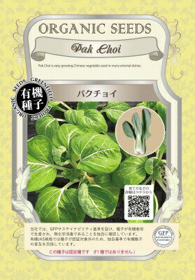有機種子【　パクチョイ　】小袋 （栽培用 種子 葉菜 チンゲンサイ タイサイ）