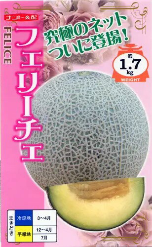 メーカー：ナント種苗 【特性】 ・果形は球～腰高で果重は1.4～1.8kg、「アニバーサリー」よりもひと回り大きい。 ・果肉色は黄緑色で糖度は16度程度に安定。 ・葉の大きさは中位で色は濃い。 ・草勢はやや強く、ツルもちはやや良い。 ・うどんこ病抵抗性。つる割病レース0.2に抵抗性。 ・成熟日数はハウストンネル栽培で55日全簿。 【栽培のポイント】 ・草勢がやや強めなので元肥を1～2割控える。 ・開花から肥効を高め、ネット発生までは高めの温度管理を行い、果実の初期肥大を良好にする。