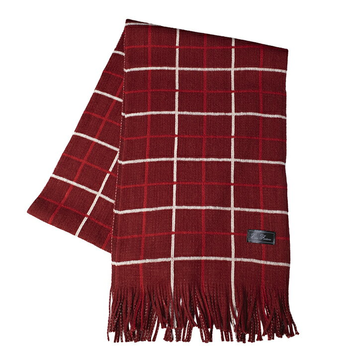 Casa Fontana アクリルマフラー【レッド / ホワイト・レッド 格子柄】