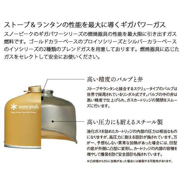 スノーピーク ギガパワーガス 250 プロイソ(GP-250GR) 4点セット アウトドア キャンプ 燃料 キャンプ用品 ガス缶 ガスカートリッジ OD缶 mitsuyoshi-10067186 ニッチ・リッチ・キャッチ サンプル画像2