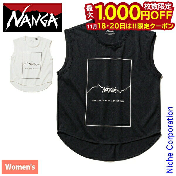 【18・20日は！枚数限定 最大1,000円OFFクーポン】ナンガ ドライミックス フレームロゴ コンパクトトップ NW2222-1G505 アウトドア ウェア レディース NANGA タンクトップ 吸水速乾 UVケア 注目商品 nocu