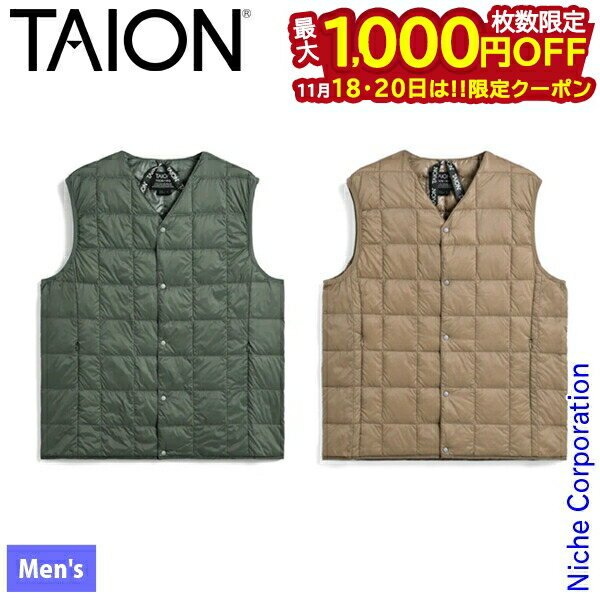【18・20日は！枚数限定 最大1,000円OFFクーポン】タイオン ベーシック Vネックボタン インナーダウン..