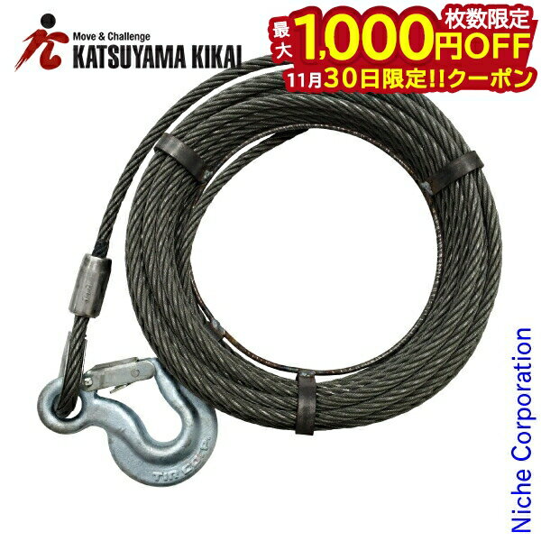 【30日は！枚数限定 最大1,000円OFFクーポン】カツヤマキカイ X-5用ワイヤーロープ10m X-5-WR10 ウィン..