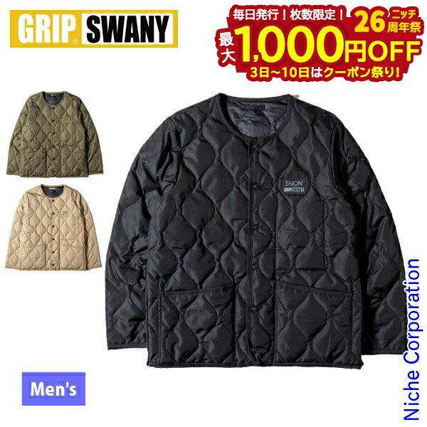 【3日〜クーポン祭！枚数限定 毎日最大1,000円OFF】GRIP SWANY(グリップスワニー) TAIONx GRIP SWANY ダウンジャケット TAION-GPS-JK01 アウトドア ウェア アウター メンズ タイオン ジャケット コラボ 注目商品