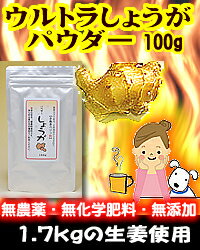 【有機野菜ランキング1位獲得】粉末 さぬきベジッ粉 パウダー「しょうが」100g「食楽」3月号に掲載！農薬完全不使用、自然栽培で育てられた香川県野菜パウダー生姜2年物1.7kgを100gに無添加乾燥濃厚濃縮！【メール便（ネコポス）OK】国産農薬完全不使用